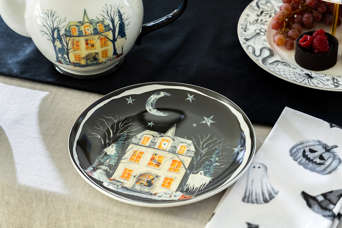 Halloween Midnight Haunted House Dessert/Salad Plate