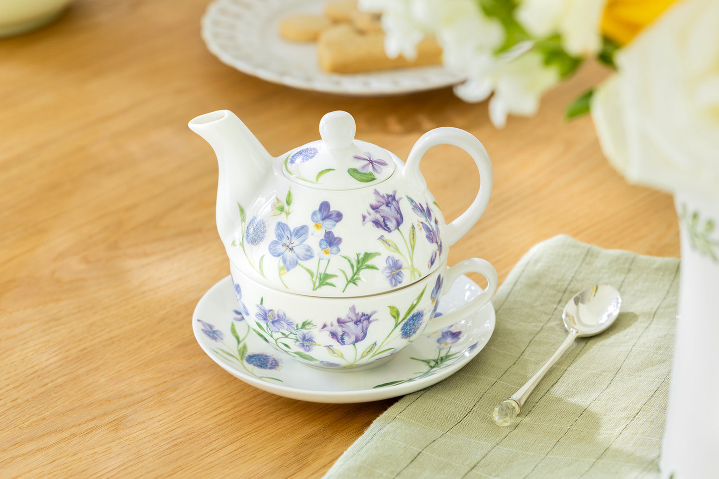 Purple Meadow Fine Porcelain Tea For One Set