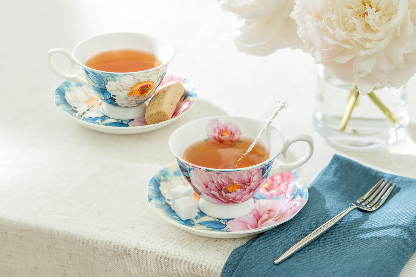 Empire Peony Blue Bone China Tea Cup and Saucer