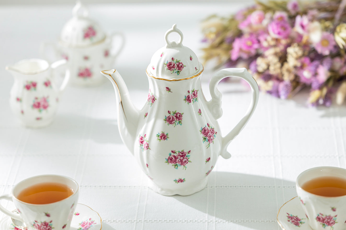 Rose Bud Fine Porcelain Mini Teapot