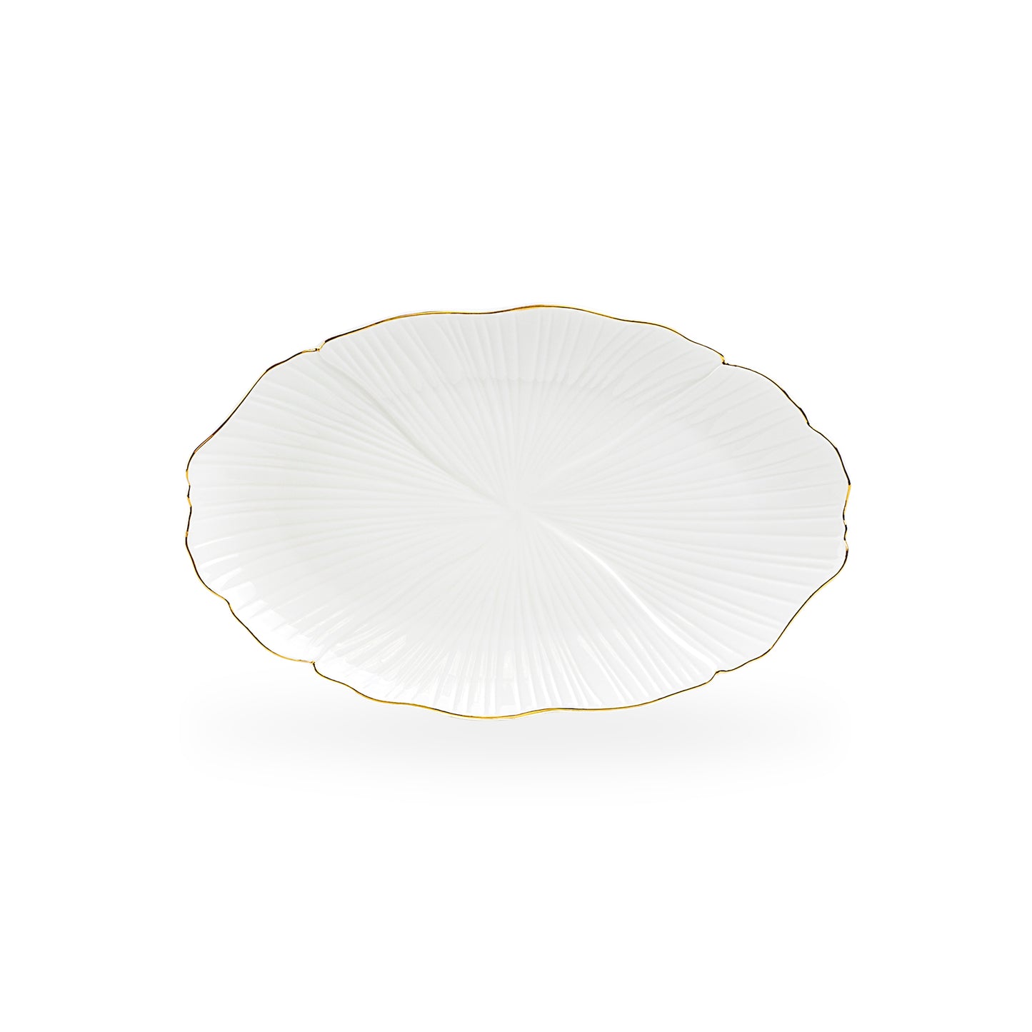 Ginkgo Gold Luxe Fine Porcelain Oval Serving Platter - Medium
