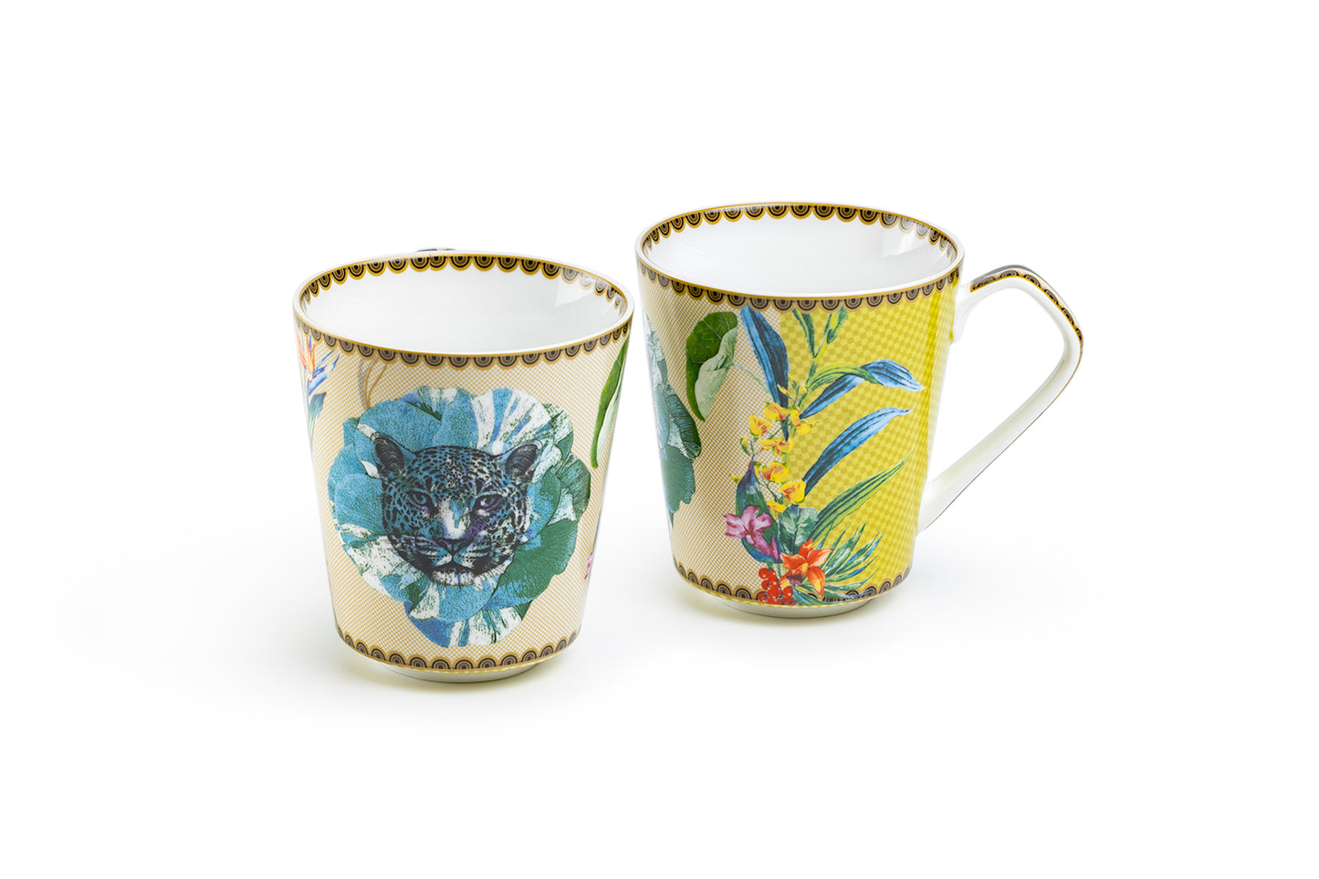 Summer Savanna Leopard Blue Fine Porcelain Mug