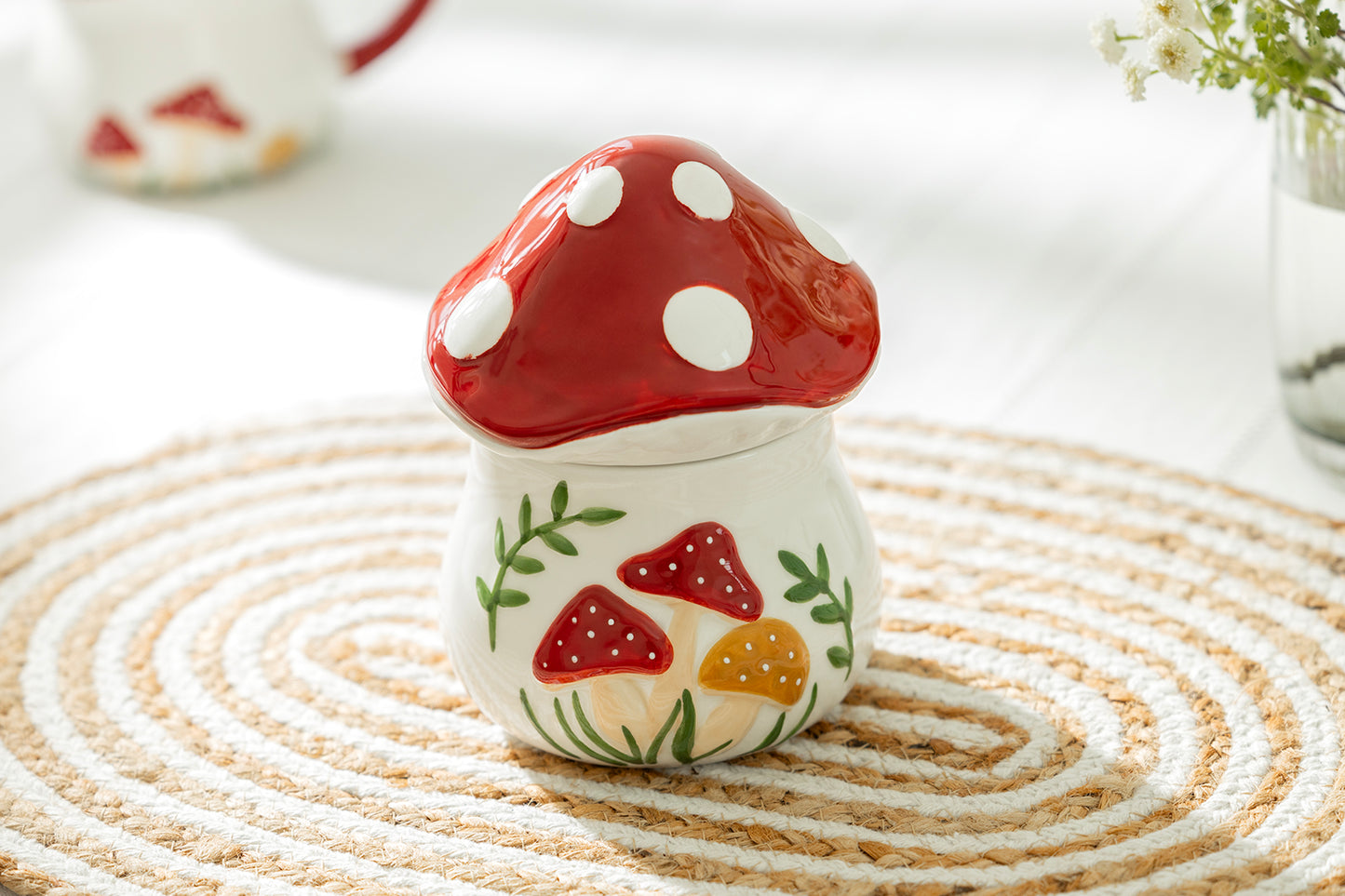 Fairytale Red Mushroom 6.25" Medium Size Canister