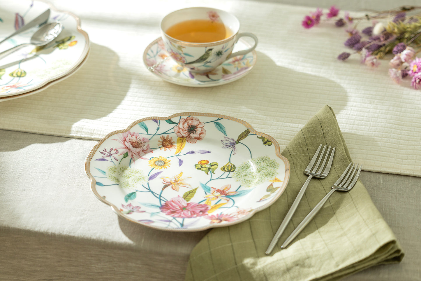Spring Flowers Fine Porcelain Dessert Plate