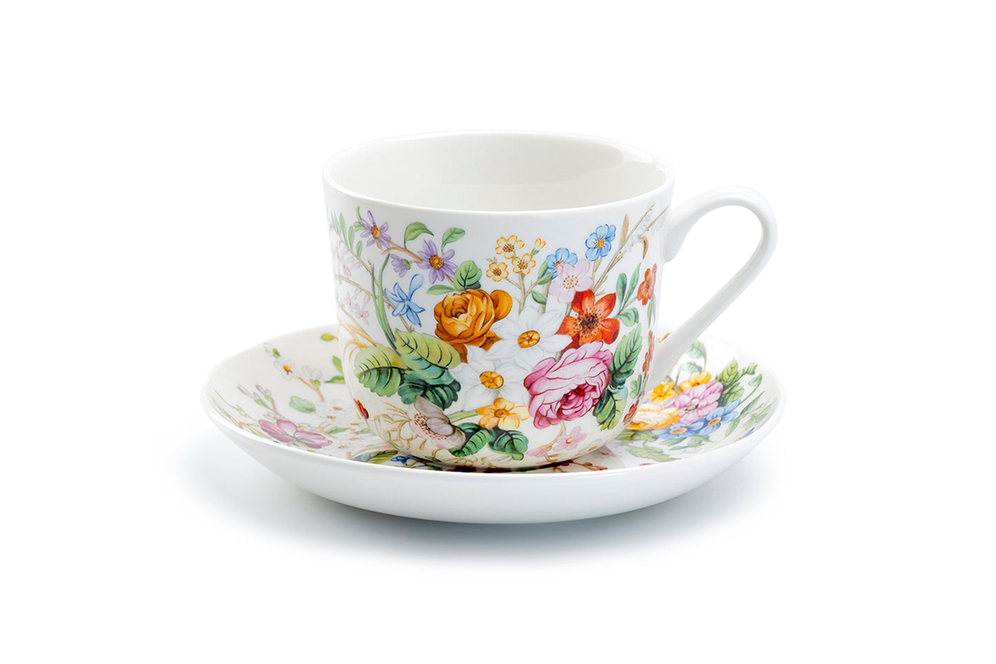 Lismore Rose Garden Fine Porcelain Breakfast Jumbo Cup and Saucer