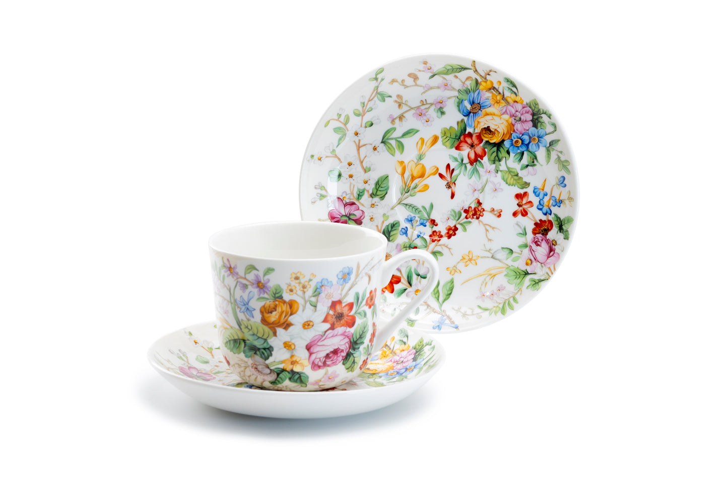 Lismore Rose Garden Fine Porcelain Breakfast Jumbo Cup and Saucer