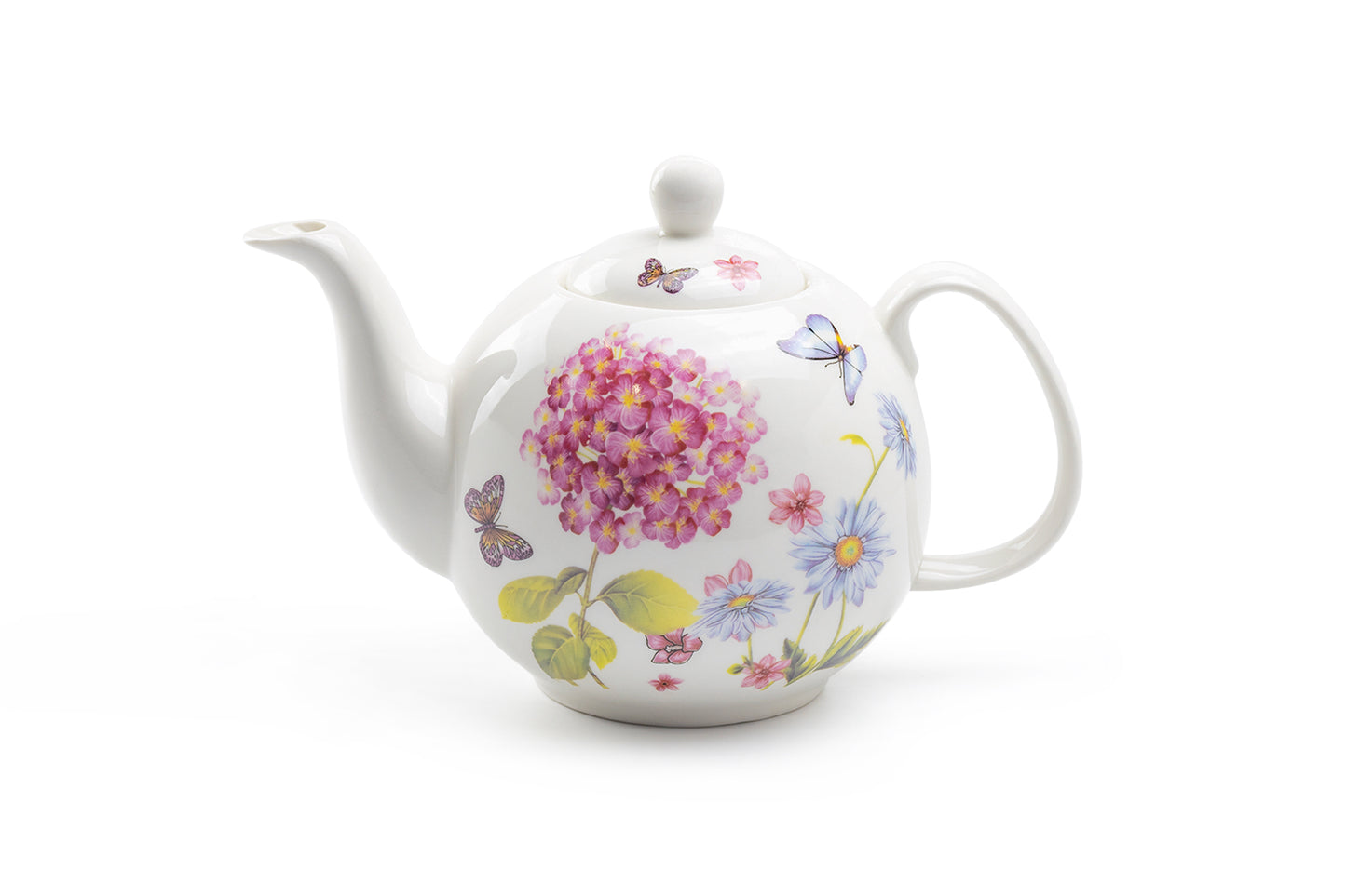 Hydrangea with Butterflies Fine Porcelain Teapot