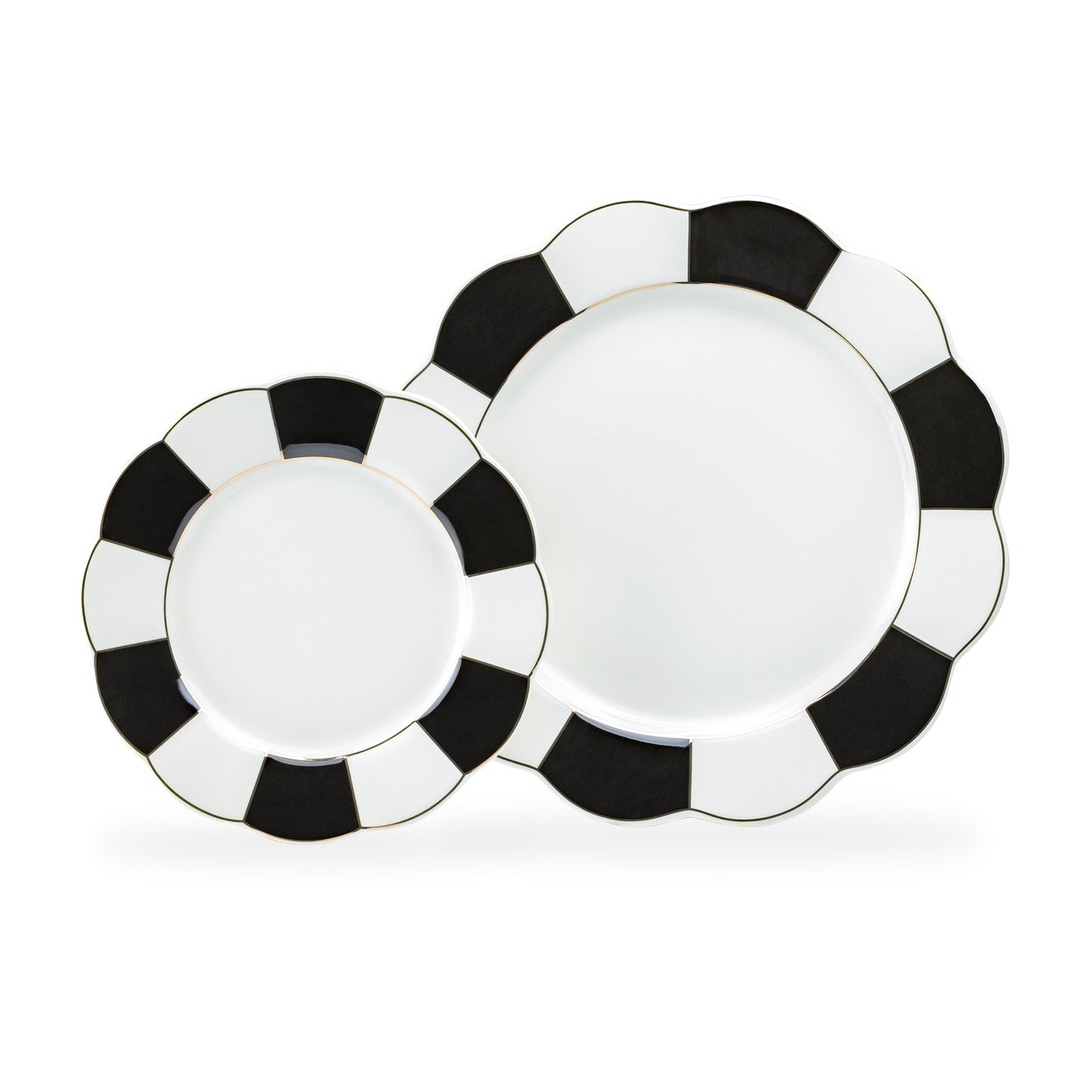 Black and White Scallop Fine Porcelain Tea Cup and Saucer