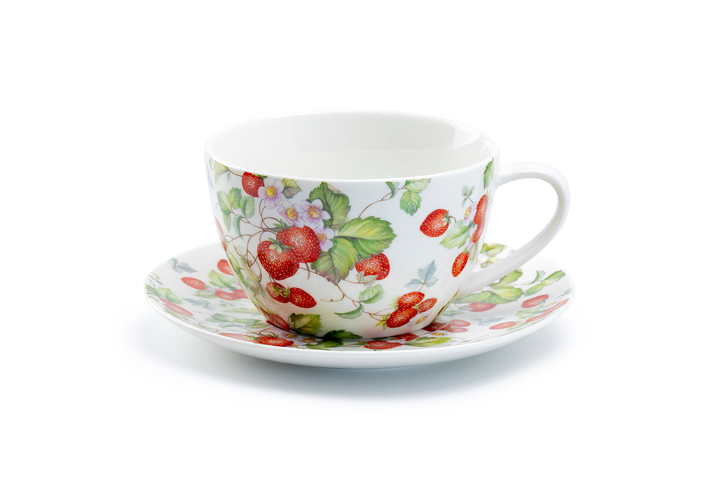 Strawberry Fine Porcelain Breakfast Jumbo Cup and Saucer