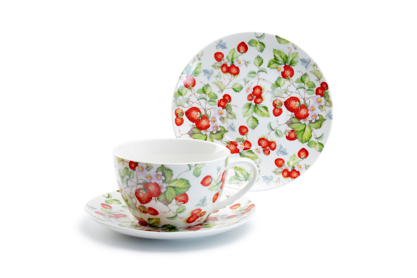 Strawberry Fine Porcelain Breakfast Jumbo Cup and Saucer