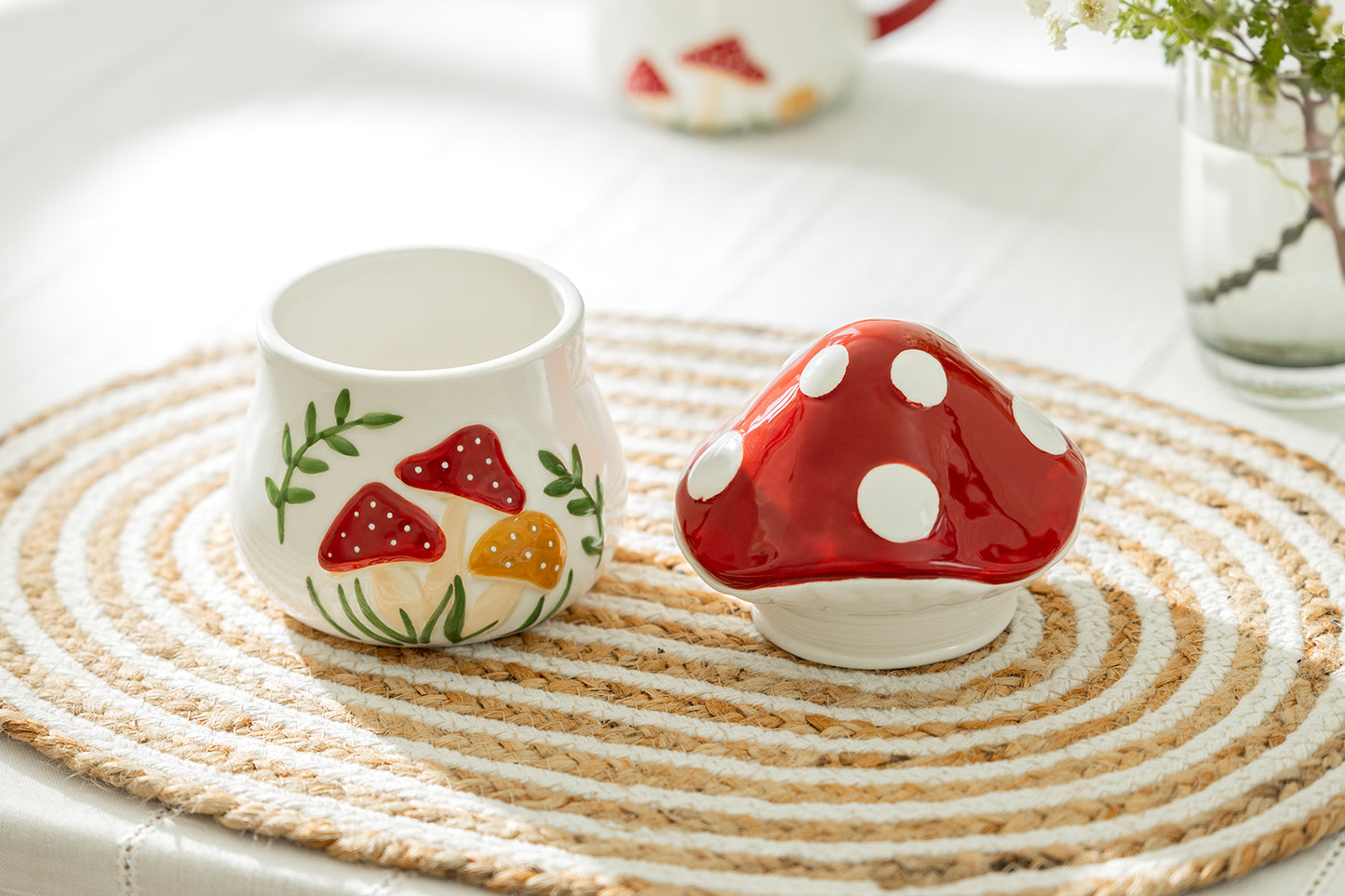 Fairytale Red Mushroom 6.25" Medium Size Canister