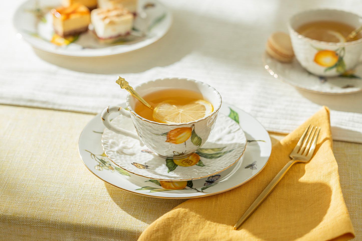 Lemon Bee Fine Porcelain Tea Cup and Saucer