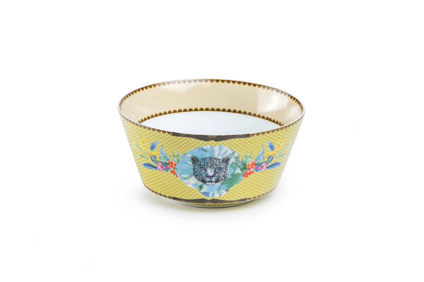 Summer Savanna Leopard Yellow Fine Porcelain Bowl