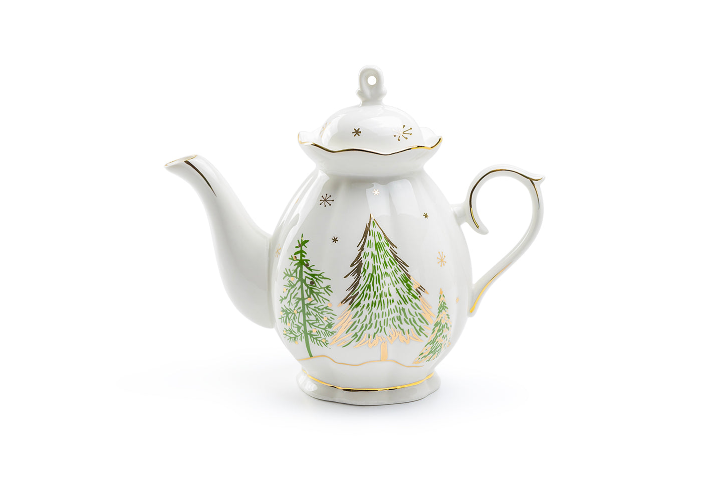 Christmas Pine Trees Fine Porcelain Teapot
