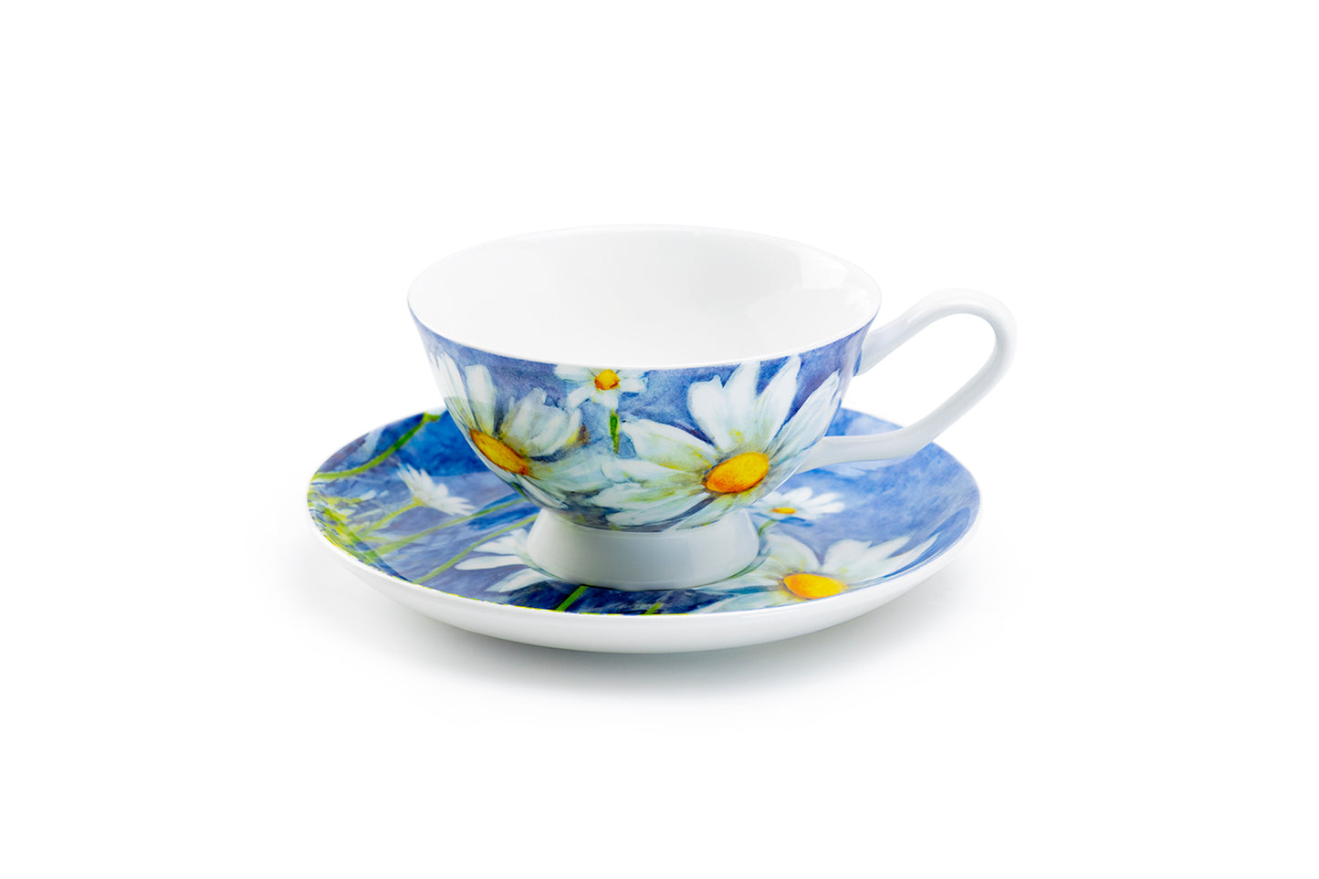 Daisy Blue Bone China Cup and Saucer