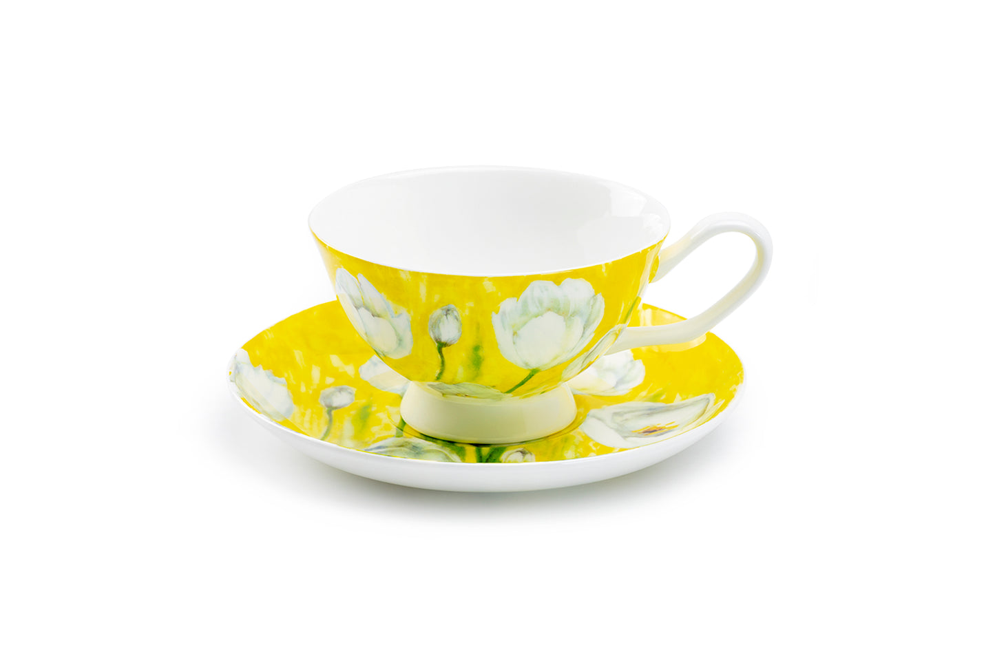 Tulip Yellow Bone China Cup and Saucer