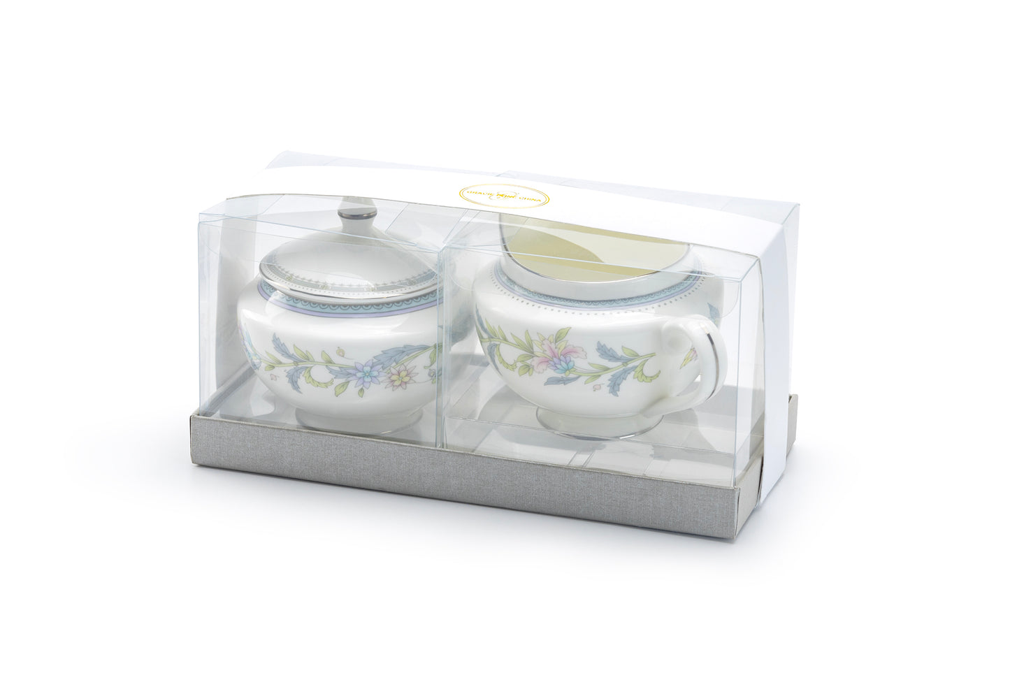 Lotus Garden Bone China Sugar & Creamer Set