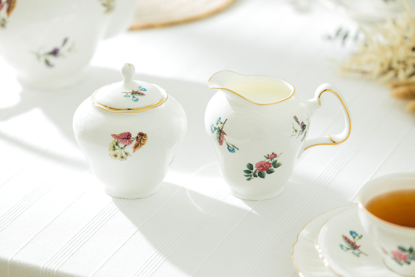 Anna Garden Bone China Sugar & Creamer Set