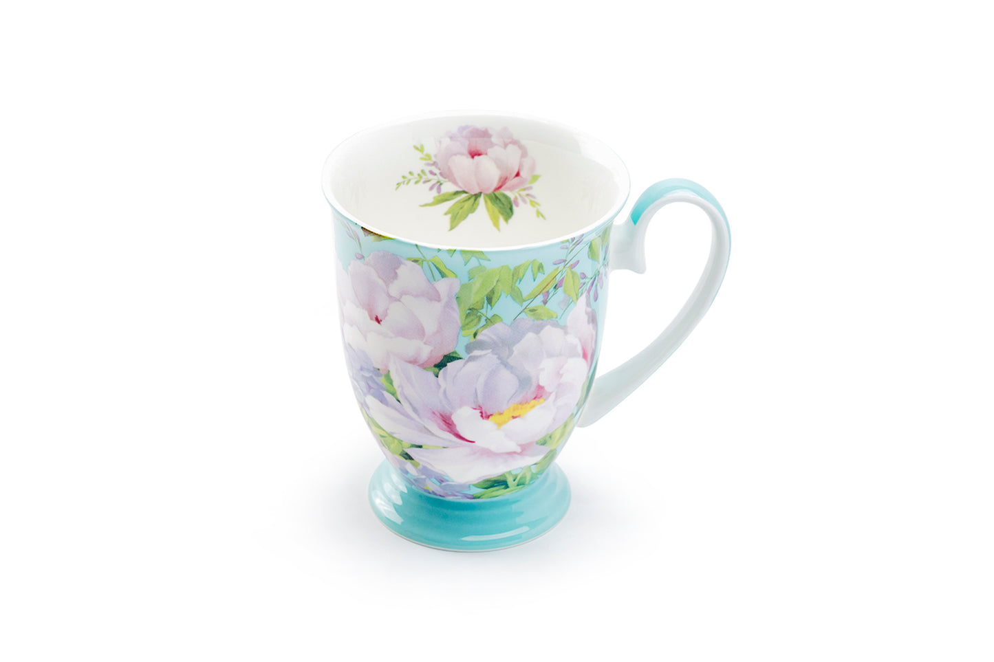 Peony Bloom Blue Bone China Mug