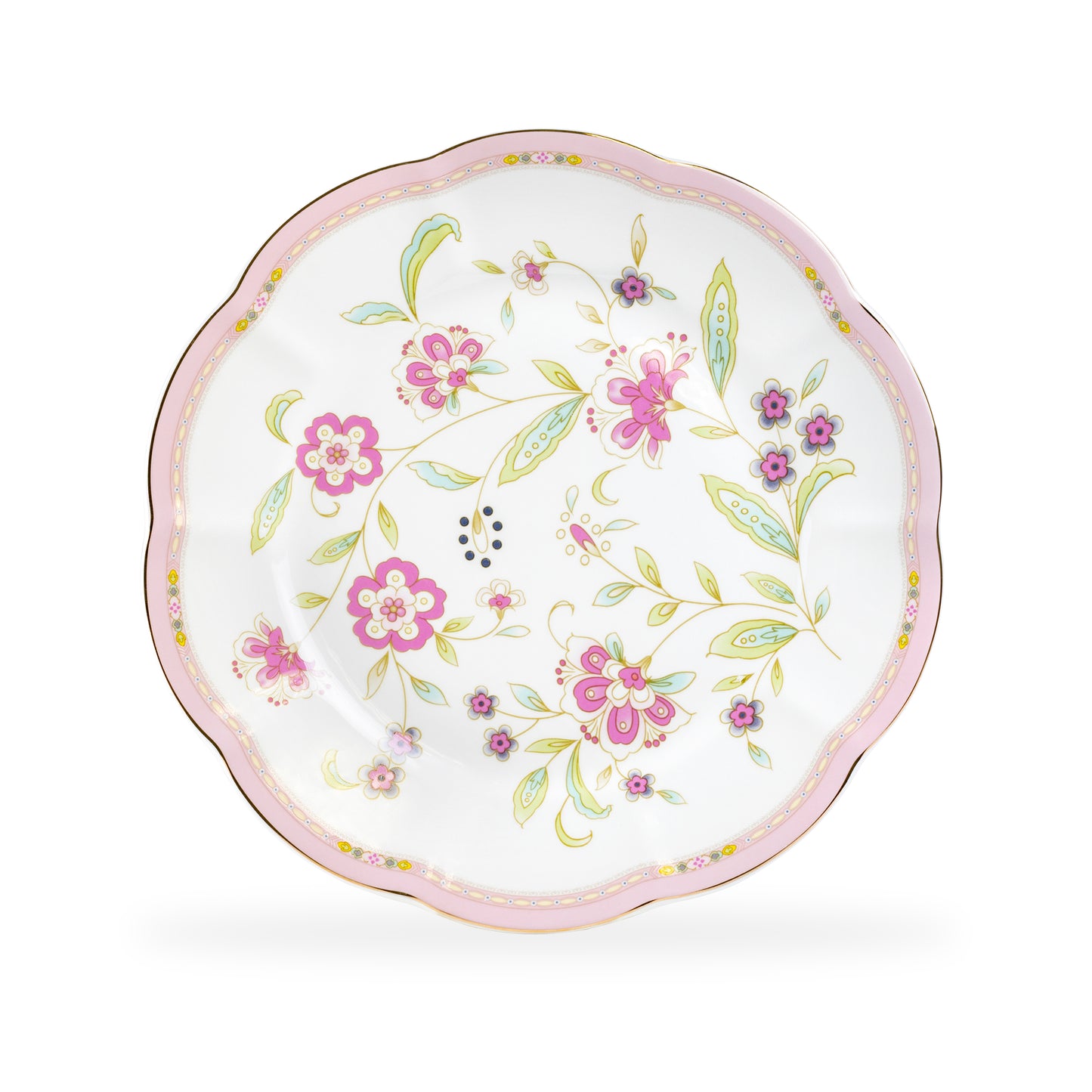 Pink Corn Flowers with Pink Rim Fine Porcelain Dinner Plate