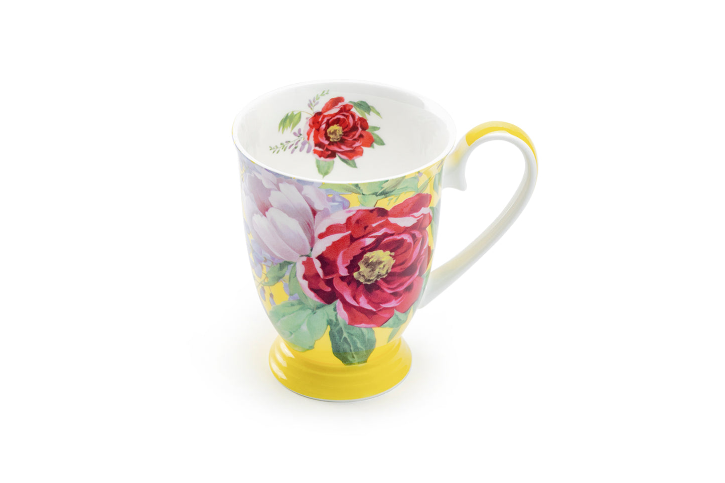 Peony Bloom Yellow Bone China Mug