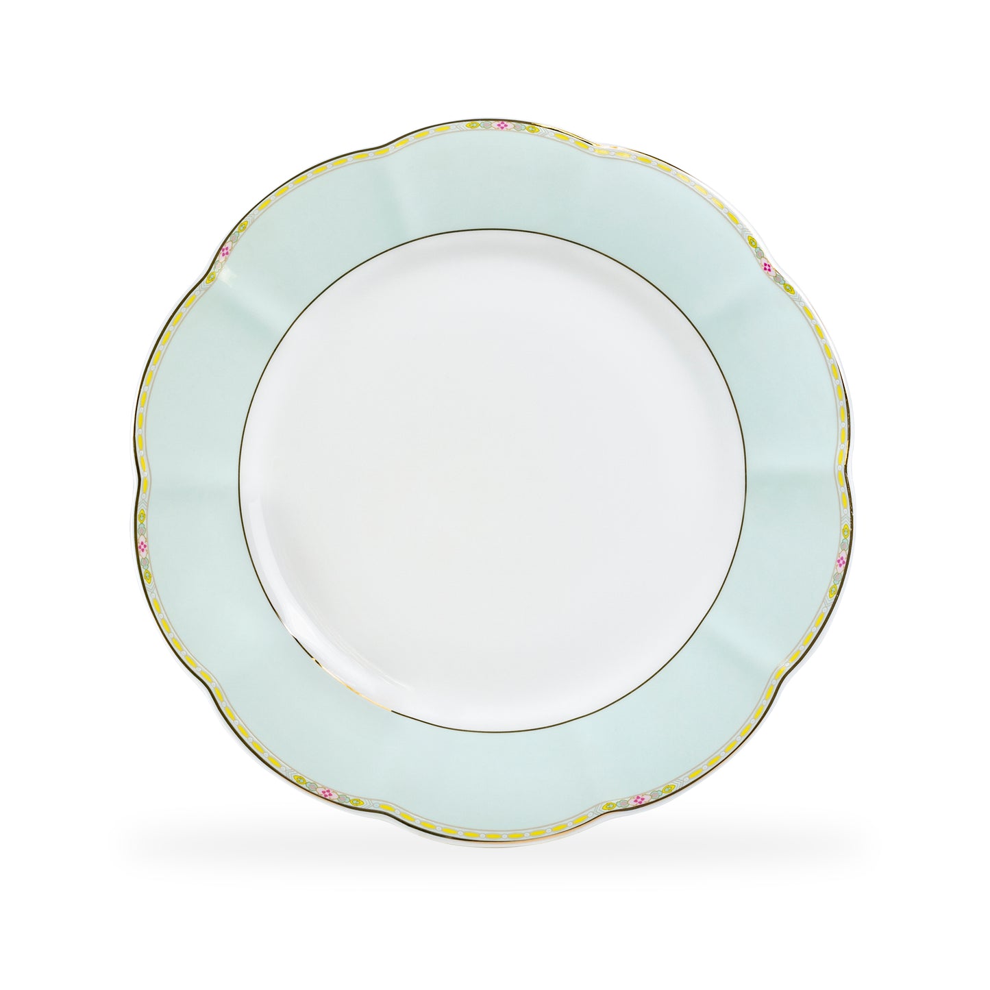 Mint Rim Scallop Fine Porcelain Dinner Plate