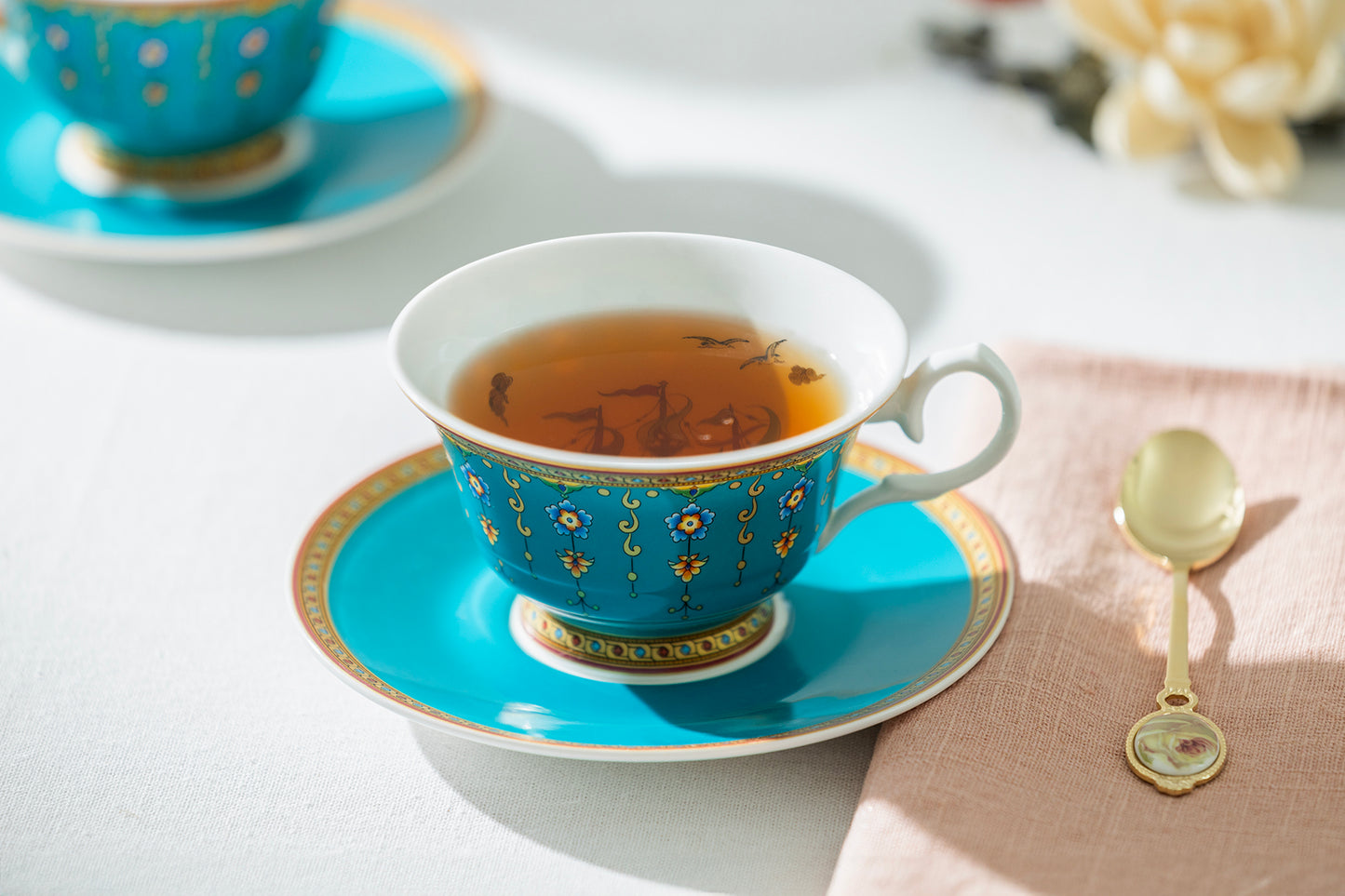 Royal Turquoise Voyage Bone China Tea Cup and Saucer