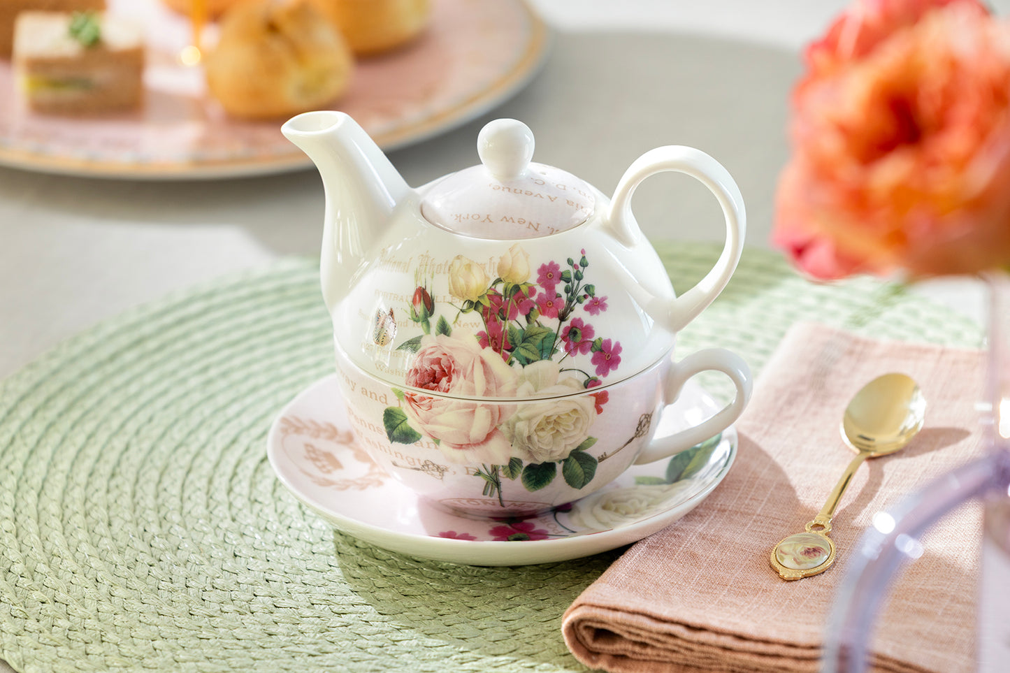 Liz's Rose Garden Fine Porcelain Tea For One Set
