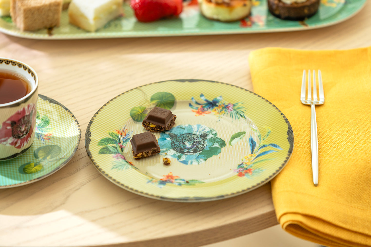 Summer Savanna Leopard Fine Porcelain Dessert Plate Set of 2 with Gift Box