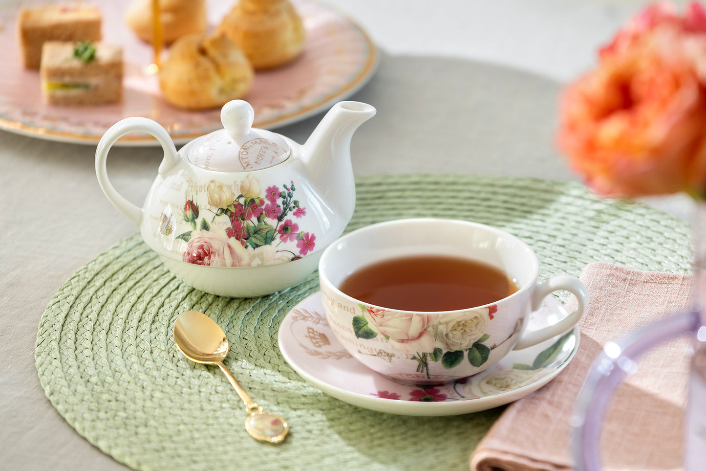 Liz's Rose Garden Fine Porcelain Tea For One Set
