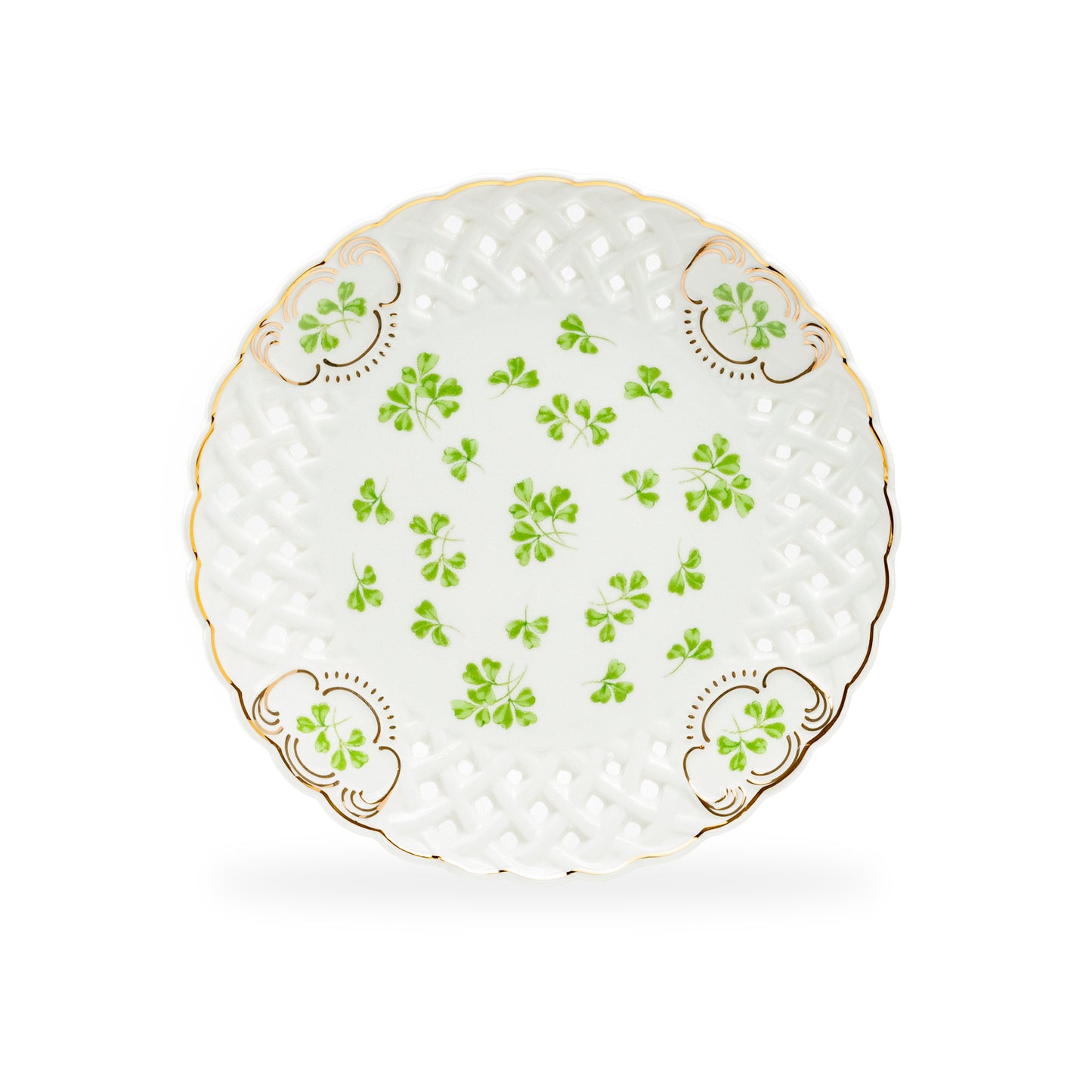Shamrock Fine Porcelain Tea Cup and Saucer with Pierced Design
