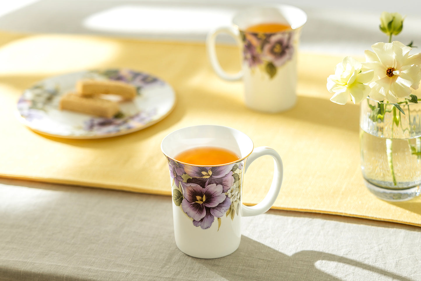 Purple Pansy Bone China Mug