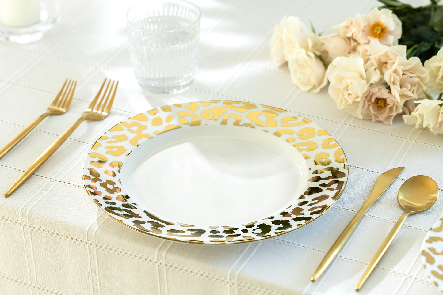 Gold Leopard Fine Porcelain Dinner Plate