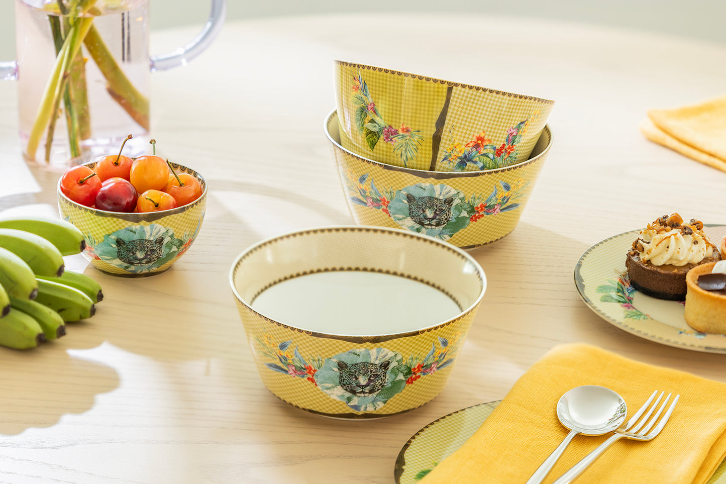 Summer Savanna Leopard Yellow Fine Porcelain Bowl