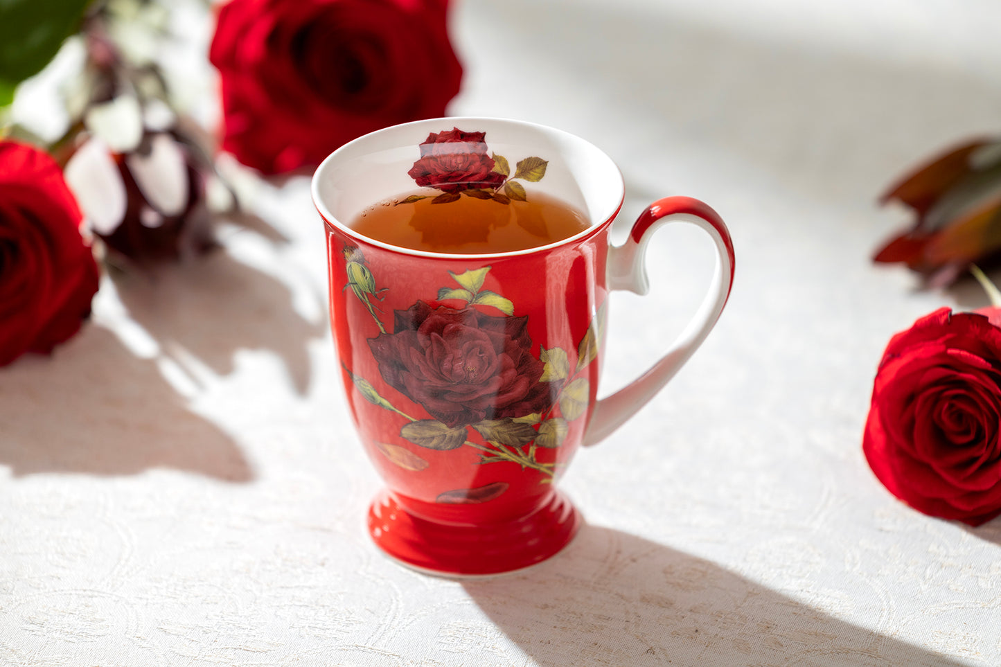 Stem Rose Red Bone China Mug