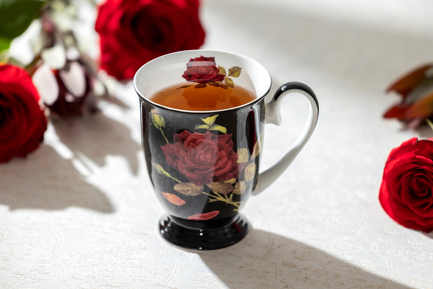 Stem Rose Black Bone China Mug