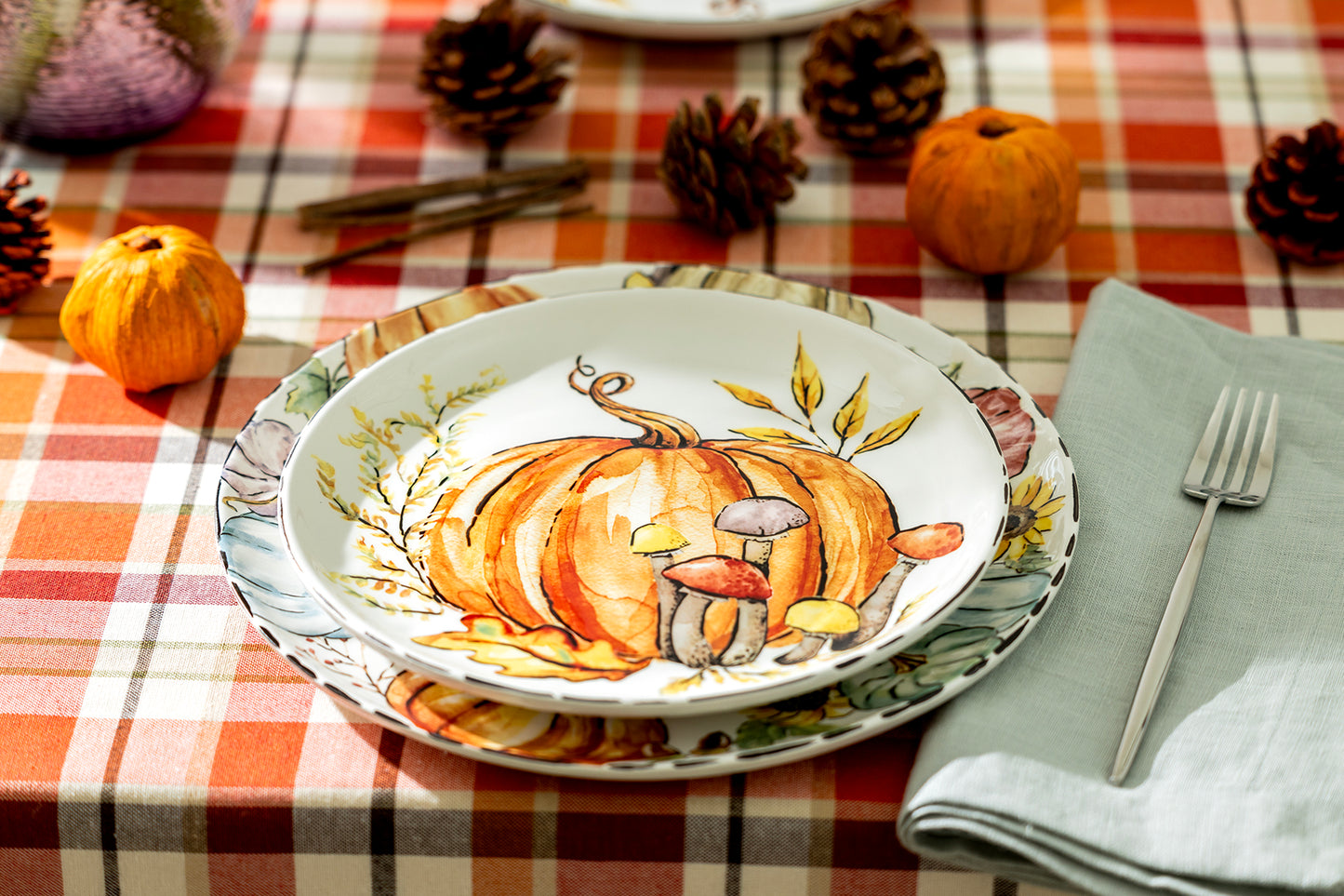 Fall Pumpkin with Mushrooms Dessert/Salad Plate