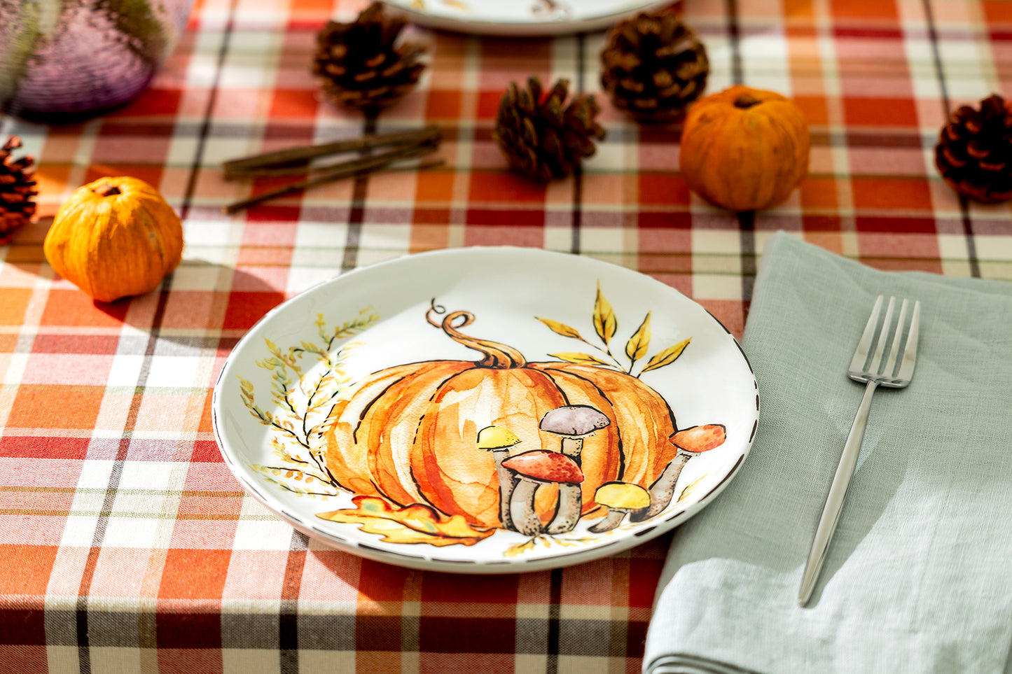 Fall Pumpkin with Mushrooms Dessert/Salad Plate