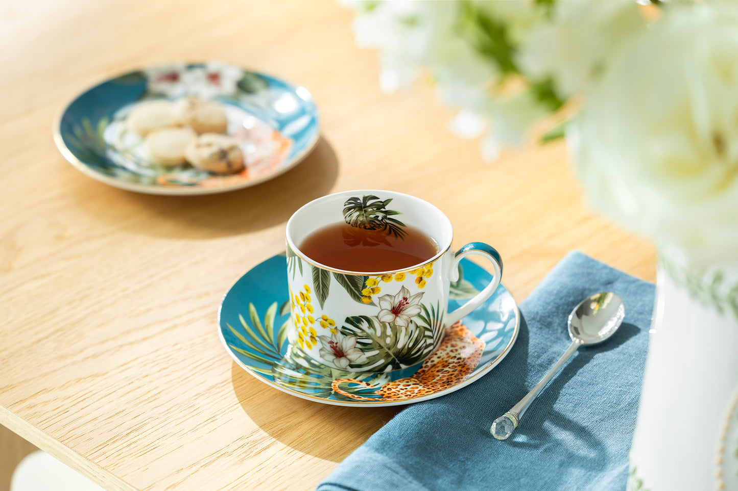 Tropical Leopard Fine Porcelain Cup and Saucer