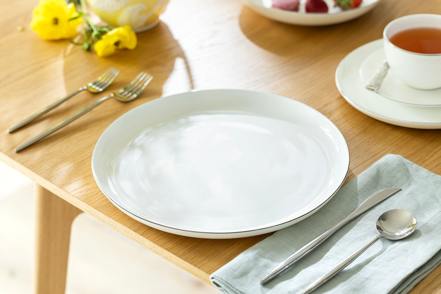 Silver Rim Blanc Bone China Dinner Plate