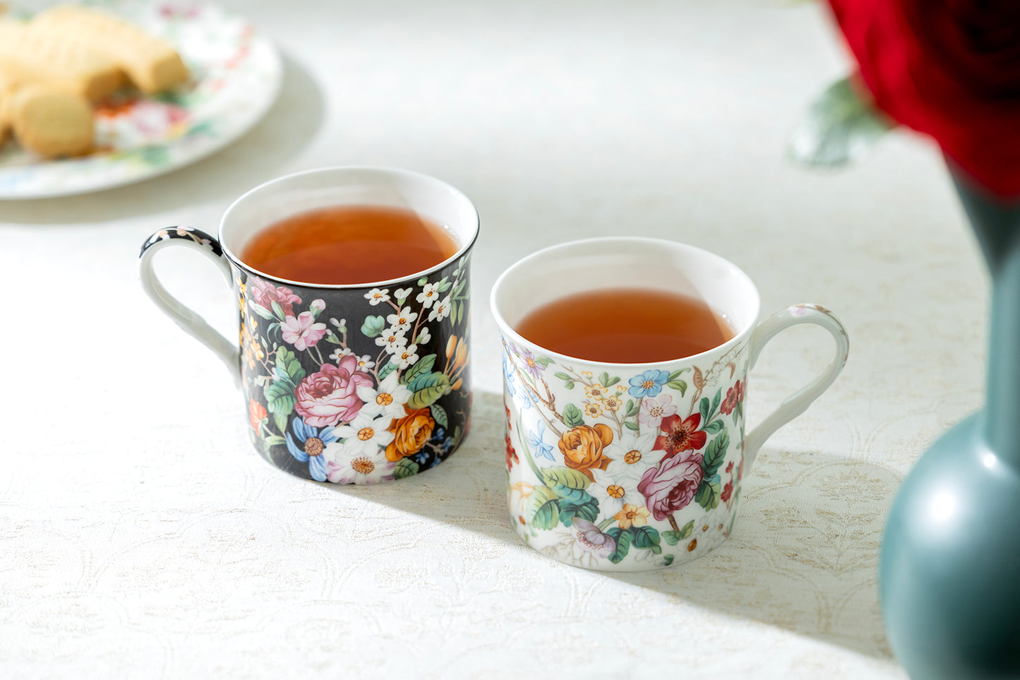 Lismore Rose Garden Bone China Mug Set of 2