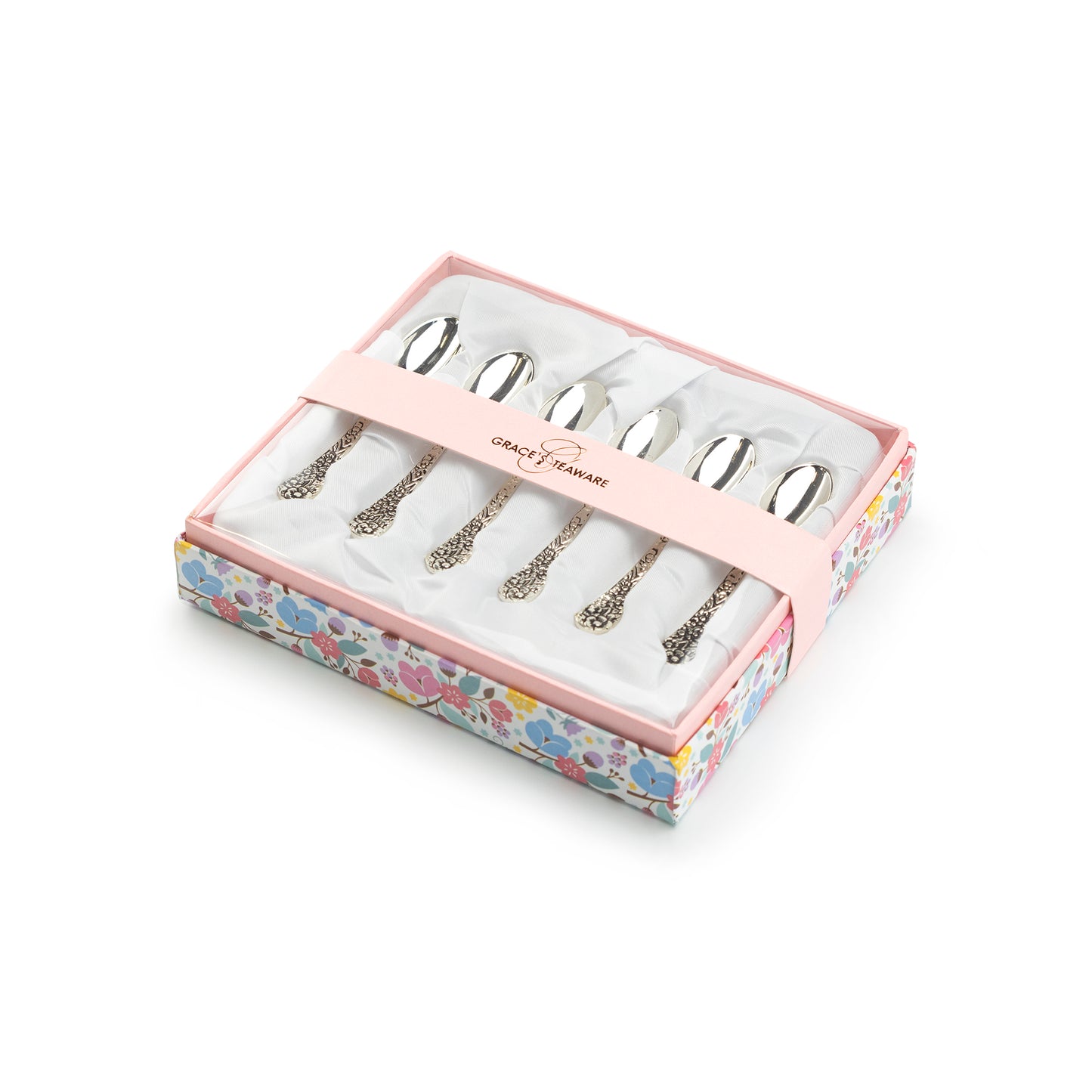 Silver Plated Demi Spoon with Antique Sunflowers Handle Set of 6