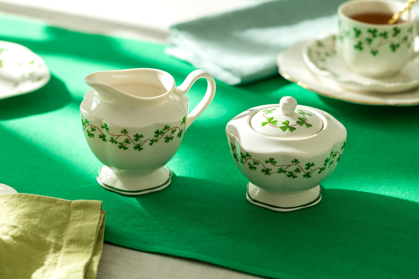 Shamrock Fine Porcelain Sugar & Creamer Set