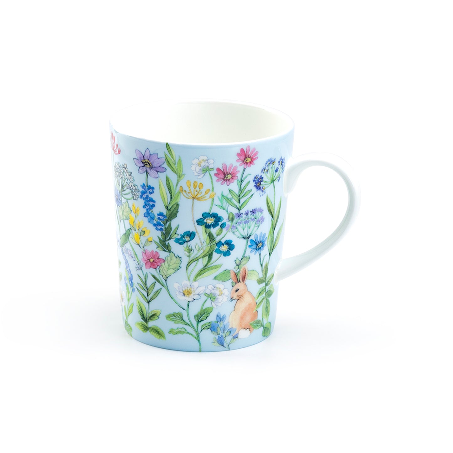 Bunny Meadow Blue Bone China Mug
