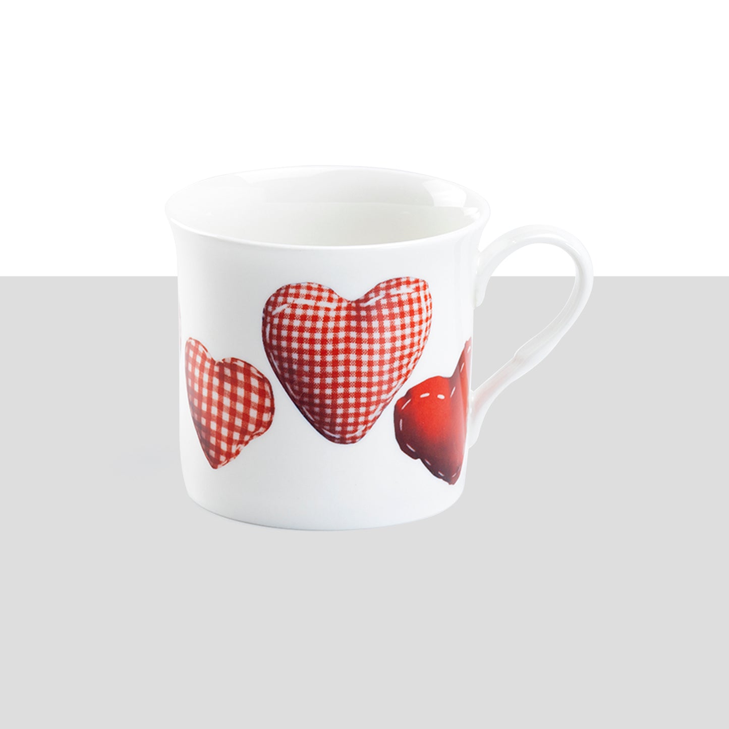 Red Hearts Bone China Mug Set of 4
