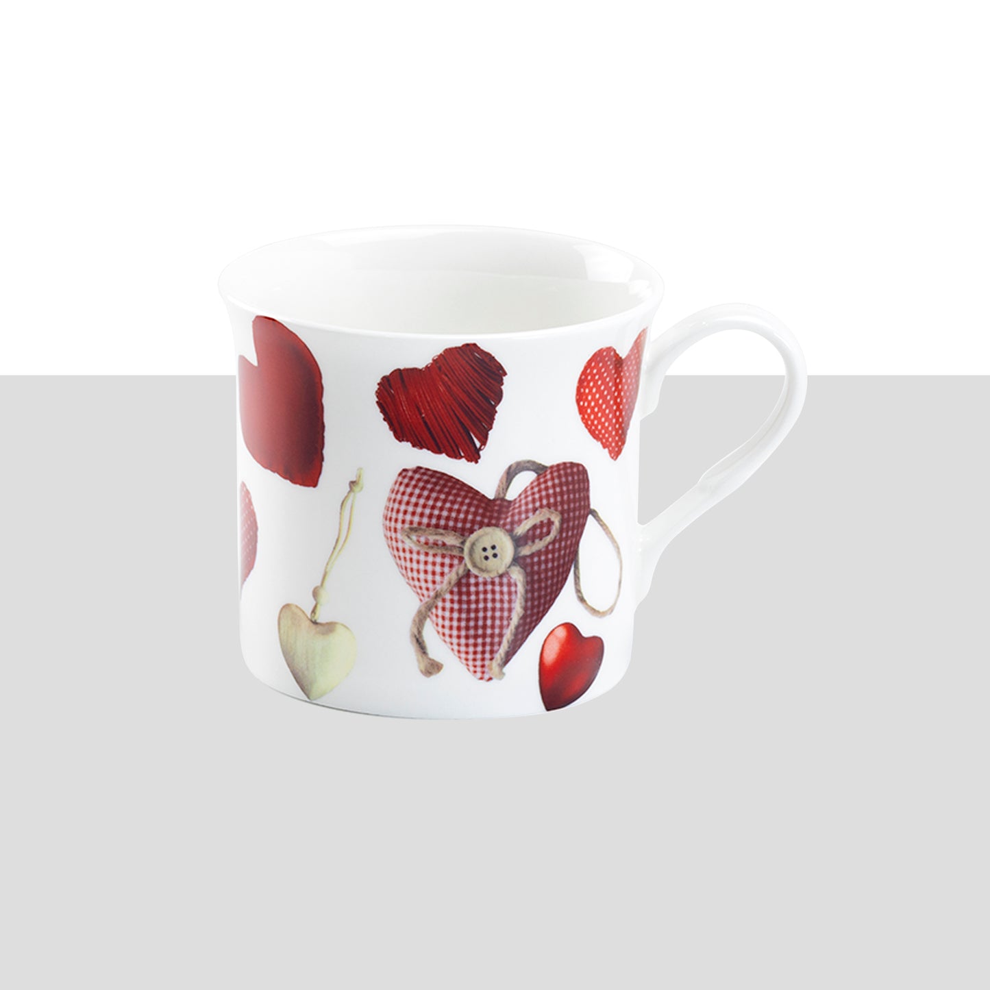 Red Hearts Bone China Mug Set of 4