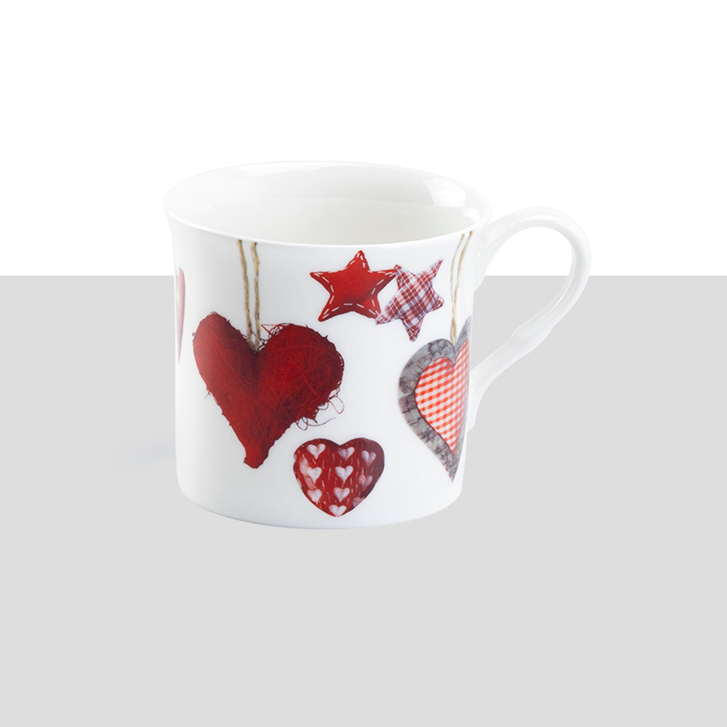 Red Hearts Bone China Mug Set of 4
