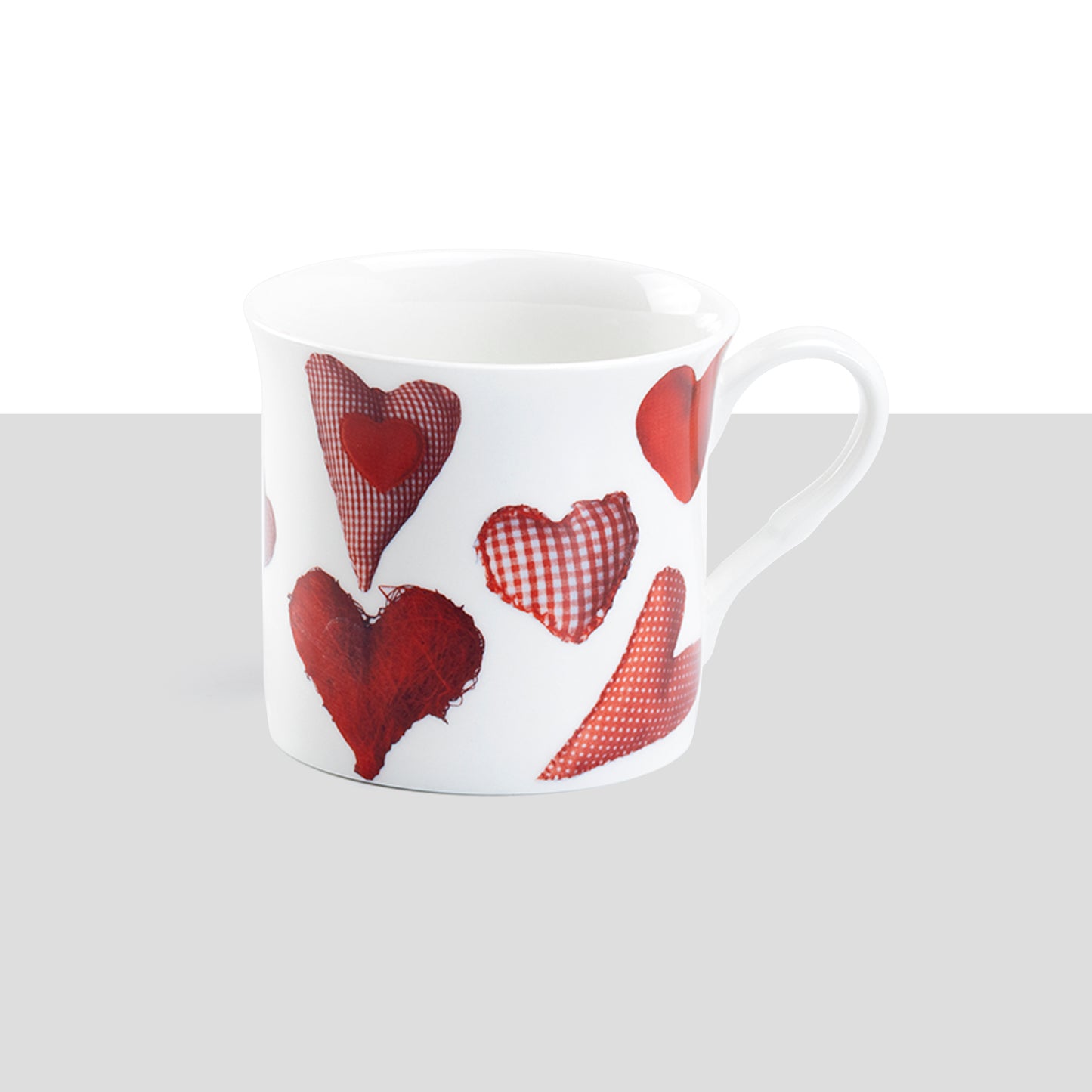 Red Hearts Bone China Mug Set of 4