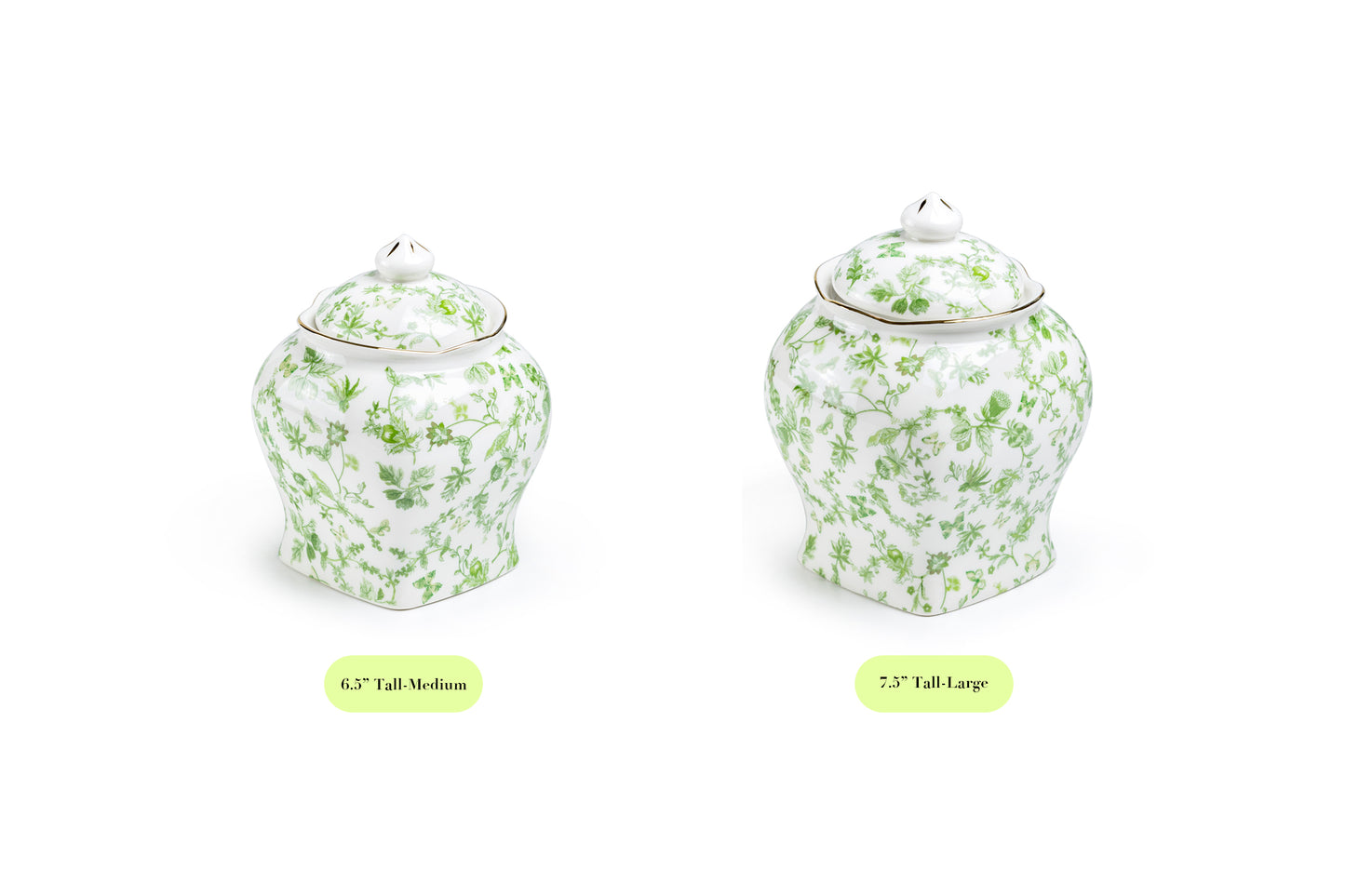 Greeny Garden Fine Porcelain 6.5" Tall Medium Size Canister