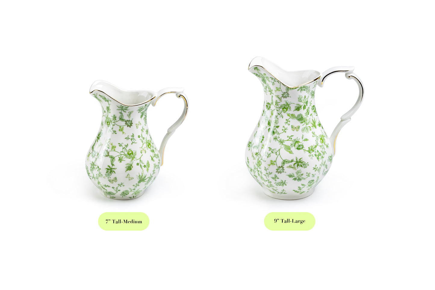Greeny Garden Fine Porcelain 9" Tall Large Size Pitcher